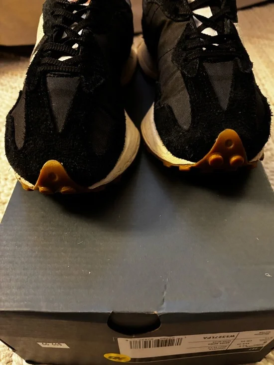 New Balance 327 Black, White & Gum Accent Running Sneakers - Picture 9 of 13